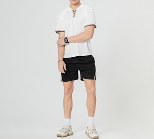 เสื้อยืดแขนสั้นสองชิ้นสำหรับผู้ชาย,ชุดวอร์มทรงสลิมฟิตแบบกำหนดเองสำหรับฤดูร้อนชุดกีฬาสีตัดกัน - Product Image 4