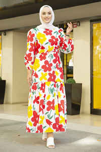 Robe de sécurité à motifs floraux, vêtements islamiques, tenue turque modeste, Abaya tunique Hijab, mode - Product Image 4