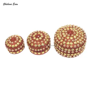 Lac Merah Set Penyimpanan Manik-manik Glitter Mewah Penyusun Perhiasan Pemasok India Kotak Pernak-pernik Rajaswatson
