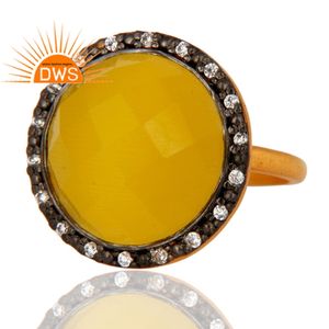 Bague de pierre de lune jaune à facettes en pierre précieuse, anneau de Cocktail en or plaqué argent 18 carats, fabricant de bijoux, livraison gratuite - Product Image 2