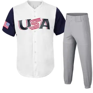 2022 latest design Blank Plain printed Baseball Uniform jersey and short set baseball custom team uniform