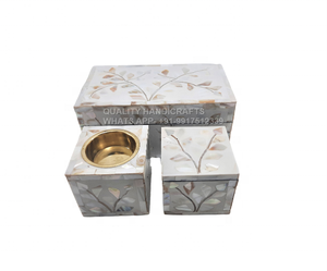 Juego de Caja de Madera Religiosa Blanca con Incrustaciones de Madreperla para Bakhoor, Quemador de Incienso Árabe Dukoon, Artesanía de Calidad, Ramadán - Product Image 4