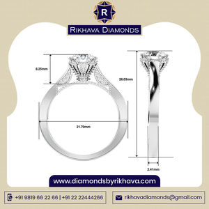 Rikhava Original 10K or blanc élégant diamants bague solitaire bijoux pour femmes - Product Image 2