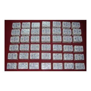 Caja de Joyería de Mármol Blanco con Diseño Artesanal de Incrustaciones de Madreperla Azul - Product Image 1