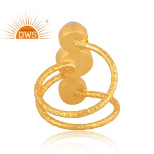 Bague en laiton plaqué or, pierre précieuse à empiler, perles et Quartz Rose, bijou de fiançailles, 1 pièce - Product Image 1