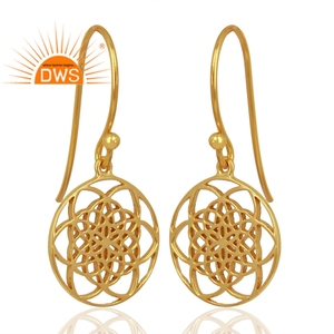 Pendientes colgantes hechos a mano con diseño de flor de estilo de vida, Plata de Ley 925, chapado en oro - Product Image 2