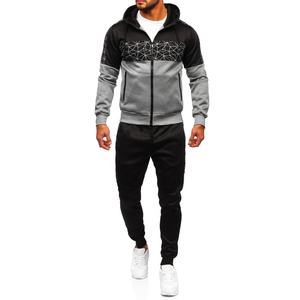 Conjunto de ropa deportiva para hombre, sudadera con capucha y pantalones ajustados, chándal deportivo Multipanel con sublimación, venta al por mayor - Product Image 1