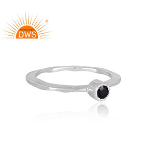 Anillo apilable de Plata de Ley 925 con gema de espinela negra Natural, joyería de fabricante de la India - Product Image 3
