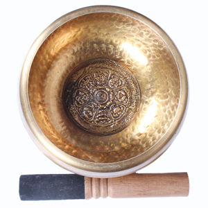 Cuencos Cantores de latón tallados a mano de Nepal estilo Feng Shui budismo fundición de estaño tallado chapado impreso Metal Craft Gaurab Bitten - Product Image 1