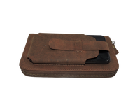 Dompet Kulit Asli Coklat Berkualitas Premium Buatan Tangan Desainer, RFID, Panjang, Vintage, untuk Ponsel, Bisnis, Dapat Disesuaikan, Dipersonalisasi
