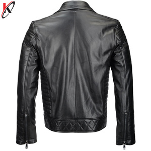 Blouson de motard en cuir noir pour homme de qualité supérieure, vente en gros, hiver, avec fermeture éclair latérale côtelée, traitement imperméable, coupe-vent, écologique - Product Image 3