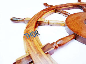 Volante de barco de madera artesanal náutico dirección marrón pulido Vintage barco coleccionable decoración de pared del hogar 30 pulgadas - Product Image 4