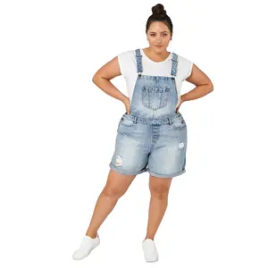 Women Denim Jumpsuit Breathable Tie Dye Button Casual Overall Playsuit - Product Image 1