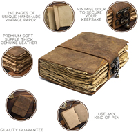 Journal en cuir fait main très vendu, grimoire vintage de sorcière, carnet cousu à la main, taille personnalisée, papier à bords festonnés antique, avec serrure