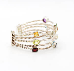 Pulseras hechas a mano de plata esterlina sólida 925 de cuarzo ahumado natural y piedras preciosas múltiples por el fabricante de joyas de memoria - Product Image 2