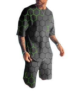 Último Conjunto de Camiseta y Pantalones Cortos Estampados para Hombre 2026, Ropa Casual y Conjunto de Camiseta y Pantalones Cortos a Rayas de Colores, 100% Personalizado - Product Image 1