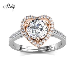 <span class=keywords><strong>925</strong></span> in argento Sterling 18k <span class=keywords><strong>oro</strong></span> bianco 1 carato GRA Moissanite amore cuore promessa anello da donna gioielli destino - Product Image 2