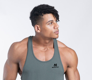 Custom <b>Mens</b> logo <b>Ribbed</b> Gym tank Top Heavyweight Cotton Muscle Sleeveless Running Stringer Fitness Sports Workout <b>Vest</b> - Product Image 6