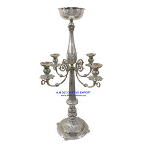 Candelabros Altos de Metal Plateado para Centros de Mesa de Boda, Logotipo Personalizado, Diseño Elegante, Florero Hecho a Mano, Decoración para el Hogar - Product Image 1