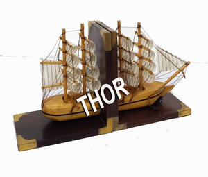 Nautical Wooden Bookend Vintage Office <b>Library</b> Bookend Sailing Schooner <b>Books</b> Holder Gift Item - Product Image 6