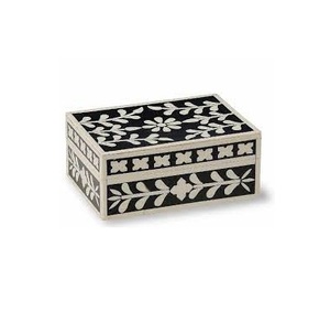 Caja de Almacenamiento Cuadrada de Madera BS INTERNATIONAL con Incrustaciones de Patrones Cuadrados, Organizador de Joyas para Navidad - Product Image 3
