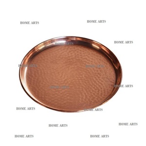 Plato de cobre para servir alimentos con mango de latón Plato de comida de forma redonda de tamaño personalizado al precio más barato - Product Image 3