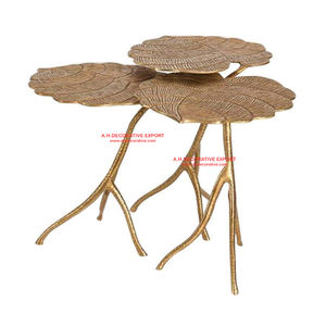Table d'appoint en métal moderne en forme de feuille, meuble de salon fini couleur dorée, offre spéciale - Product Image 5