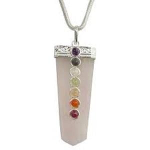 Colgante de Chakra de cuarzo rosa pulido | Joyería de cristal curativo plano | Collar de piedras preciosas de energía Reiki - Product Image 2
