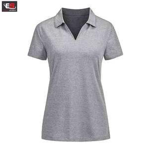 Polos de mezcla de algodón que absorben la humedad de talla grande para mujer, sólidos y brezos con decoración bordada para mayor comodidad - Product Image 2