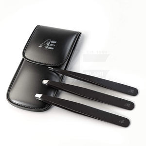 Set de 3 Pinzas de Acero Inoxidable con Punta Inclinada para Cejas, Vello Facial y Corporal, con Estuche, Variedad 2026 - Product Image 1