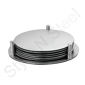 Ensembles d'accessoires de cuisine ronds en acier inoxydable, sous-verre Anti-brûlure, boisson ronde, ensemble de 7 pièces en acier inoxydable - Product Image 1