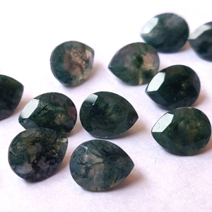 Ágata musgo Natural de alta calidad, 6x8mm a 7x10mm, Ágata suelta de alta calidad con facetas de pera - Product Image 1