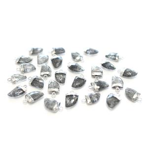 Cuarzo rutilado negro 13 a 15 MM con colgante plateado en forma de cuerno de fianza - Product Image 2