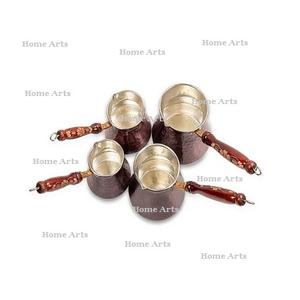 Copper Hammered Coffee Pot With <b>Wooden</b> Handle Set Of Four Different Size <b>Tea</b> Pot <b>For</b> Kitchen Accessories - Product Image 1