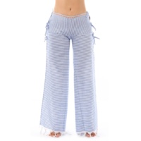 Pantalon de plage ultra-fin en tissu éponge 100 coton, pour femmes, couleur de luminosité, avec pompon, bande à taille ajustable du fabricant brevetée