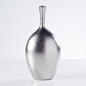 Jarrón de mesa martillado de aluminio fundido moderno, decoración plateada para el hogar - Product Image 2