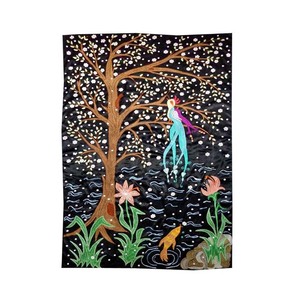 Offre Spéciale Attrayant Nature Amour Noir Soie L'ouzbékistan Broderie Suzani Couvre-lit Nuit Jardin Panneau Mural Design Tapisserie Jeter - Product Image 1