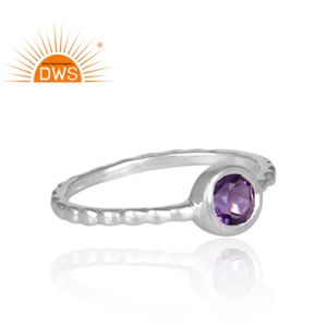 แหวนเงินแท้ประดับพลอยอเมทิสต์ธรรมชาติแบบซ้อนได้ รุ่นขายดีประจำปี 2026 สำหรับผู้ผลิตเครื่องประดับ - Product Image 2