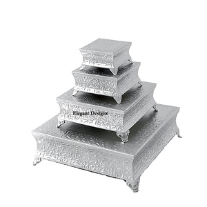 Présentoir à gâteau en métal de créateur fait main Support à gâteau fantaisie décoratif à deux étages Support à gâteau en métal élégant indien Vente en gros Meilleur présentoir à gâteau en métal - Product Image 2