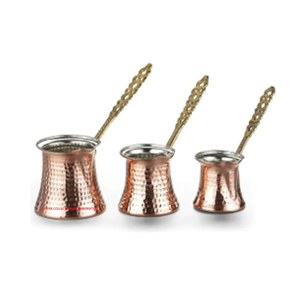 Luxe En Moderne Design Turkse Gehamerd Turkse Koffie Pot Hot Selling En Hoge Kwaliteit Direct Indian Factory Koop Set Van 3