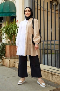 Tunique double couleur pour femmes, vêtements islamiques, robes turques modeste, mode Abaya tunique Hijab, robe de nouvelle saison, - Product Image 2