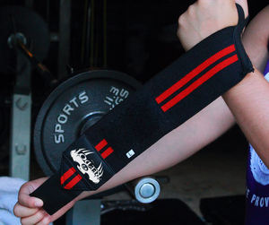 Supports de musculation personnalisés (noir et rouge) – Vente en gros, bandes de maintien pour poignets, ODM/OEM disponibles dans le monde entier - Product Image 4