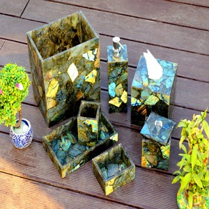 Natural Labradorite Crystal <b>bathroom</b> <b>set</b> Gemstone <b>Accessories</b> Polished Stone <b>Set</b> Bulk Wholesale Supplier Gift Item - Product Image 3