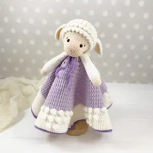 Handmade Baby Lovey Toy Amigurumi Sheep, Crochet Baby Lovey, Blanket Toy For Kids