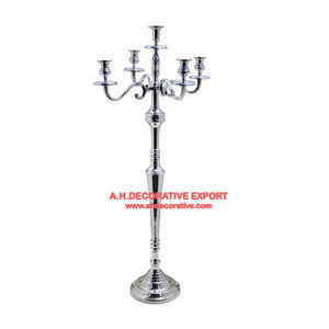 Candélabres en métal antique argenté pour plancher de mariage et dessus de table candélabres faits à la main pour la décoration de la maison - Product Image 2