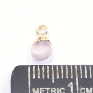 Pendentif en quartz rose de 8 à 10 mm avec bélière, forme poire, plaqué or, pour la fabrication de bijoux - Product Image 3