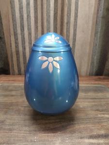 เครื่องเผาศพอลูมิเนียมสีฟ้าเปลือกไข่สลักลายดอกไม้สีขาวอุปกรณ์งานศพของอินเดีย - Product Image 6