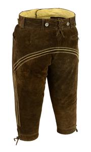 Lederhosen pour hommes en daim de vache brun foncé - Product Image 2