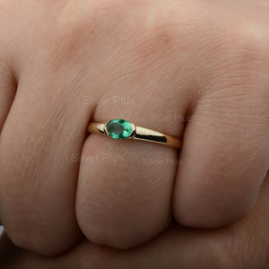 แหวนหมั้นมรกต Solitaire ทรงวงรีแท้,แหวนขายส่งเครื่องประดับมินิมอล - Product Image 6