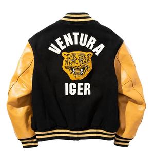 Chaqueta de béisbol de lana cálida Vintage de diseño personalizado para hombres Letterman cuerpo de invierno con cuello levantado y mangas al por mayor - Product Image 6